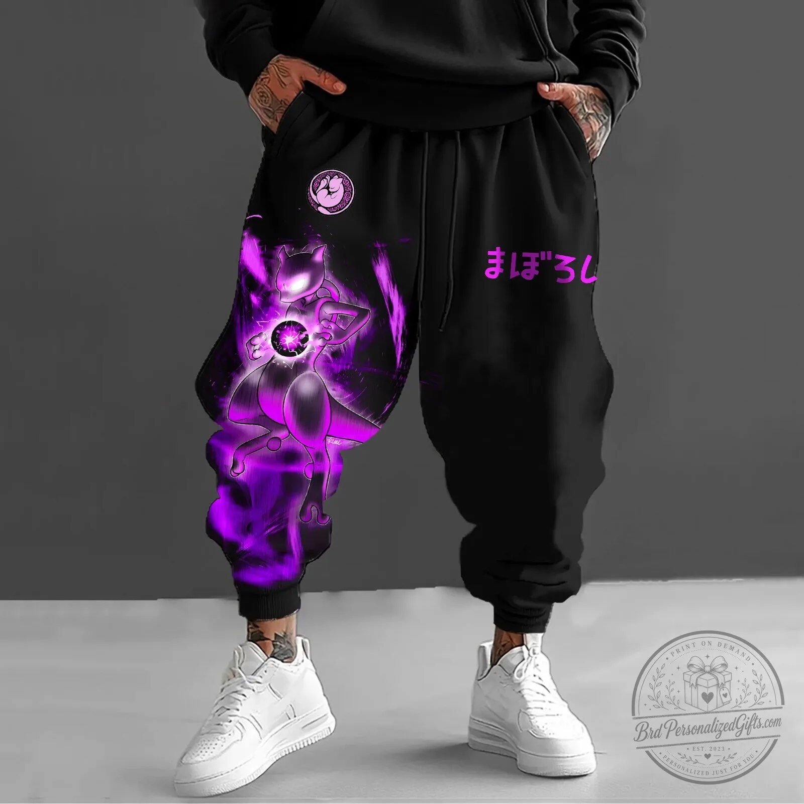Mewtwo Pokémon Anime Streetwear Jogger Pants for Men and Women