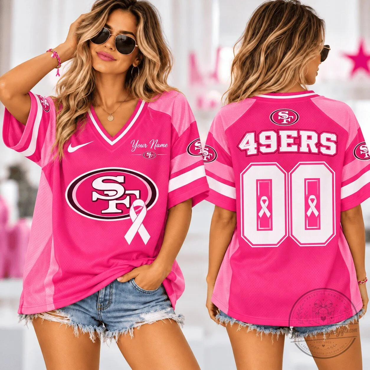 San Francisco 49ers Pink Breast Cancer Awareness Football Jersey