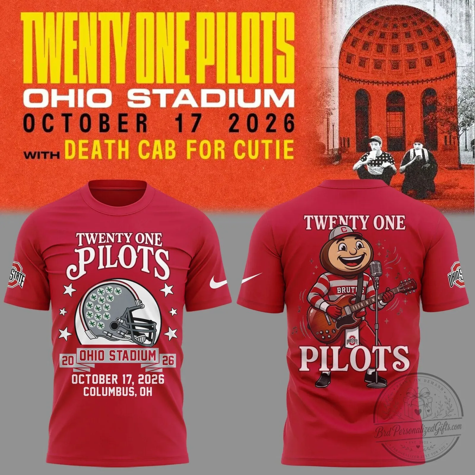 Twenty One Pilots Ohio Stadium October 2026 Concert Red T-Shirt
