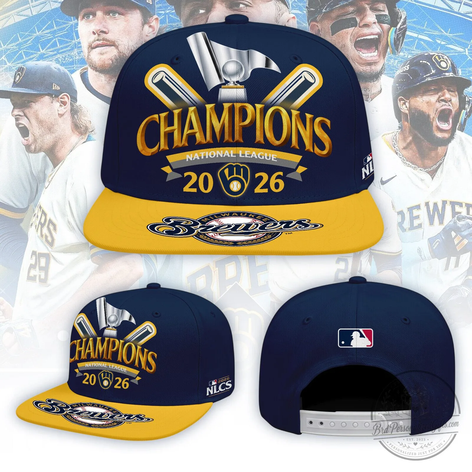 2026 Baseball Cap Hat for Milwaukee Brewers National League Champions