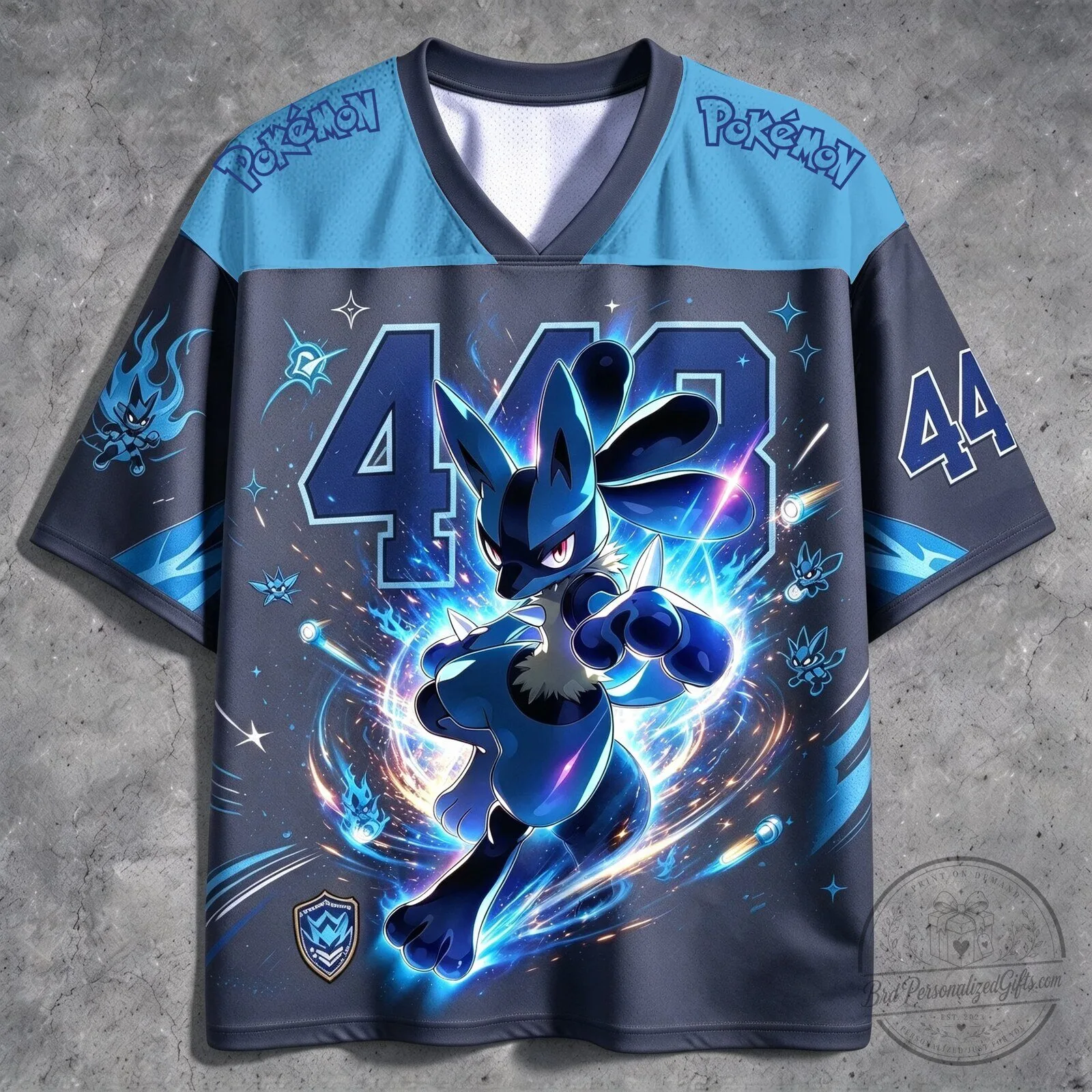 Lucario Pokemon Anime Football Jersey for Men and Women
