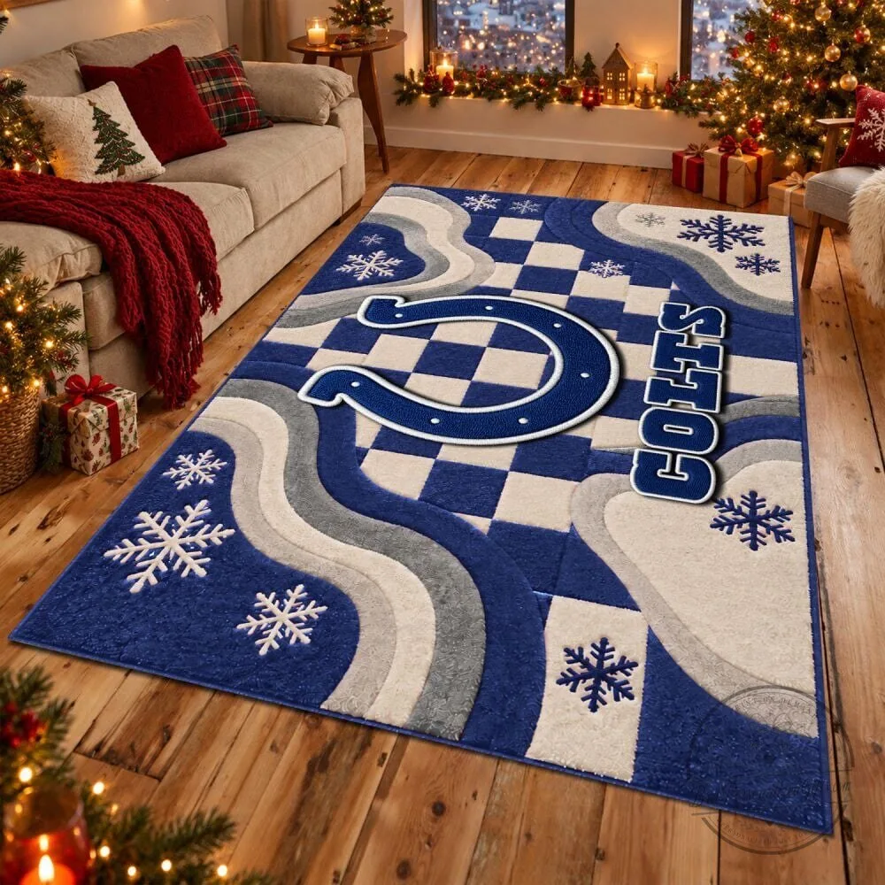 Indianapolis Colts Football Team Logo Winter Holiday Rug