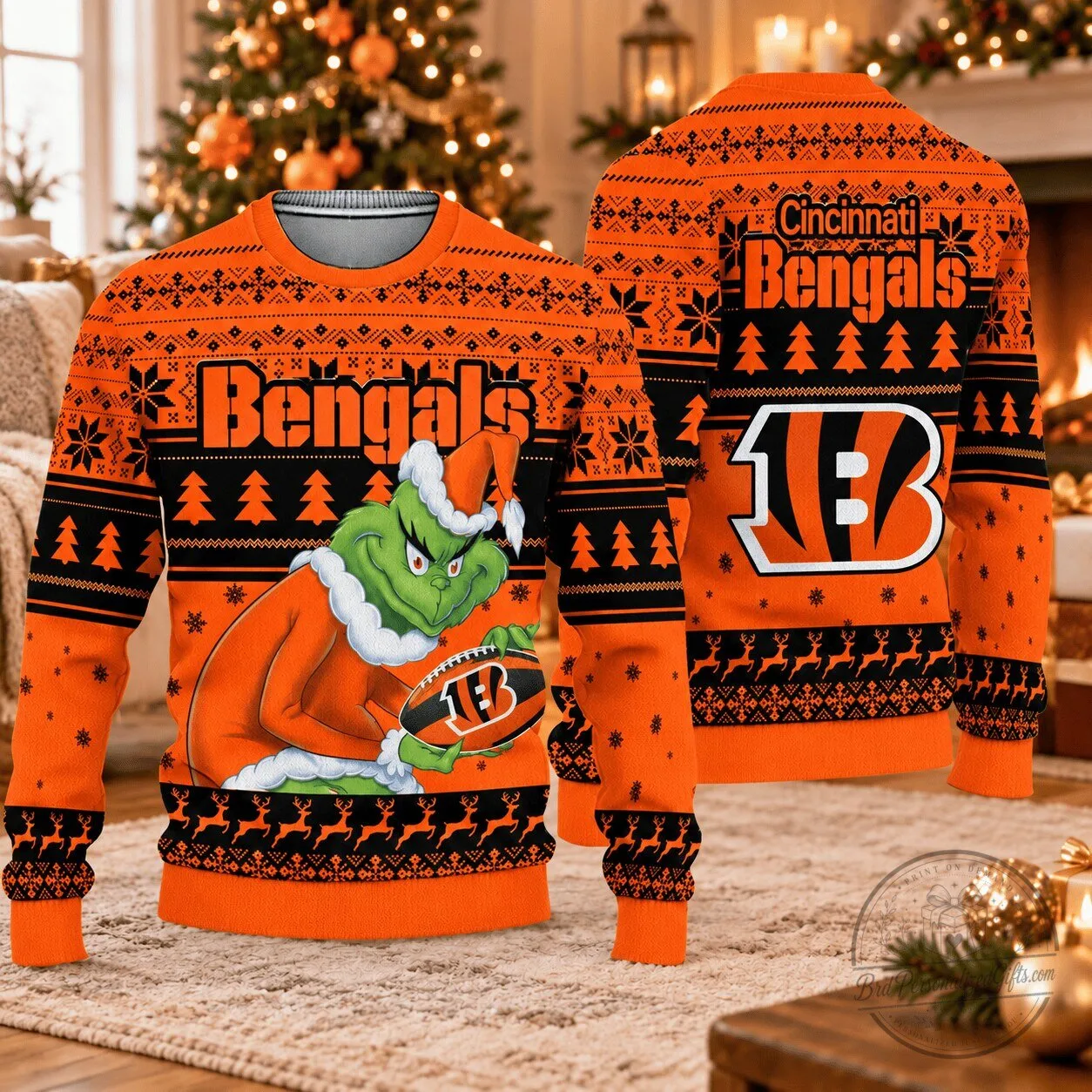 Cincinnati Football Bengals Grinch Christmas Ugly Sweater