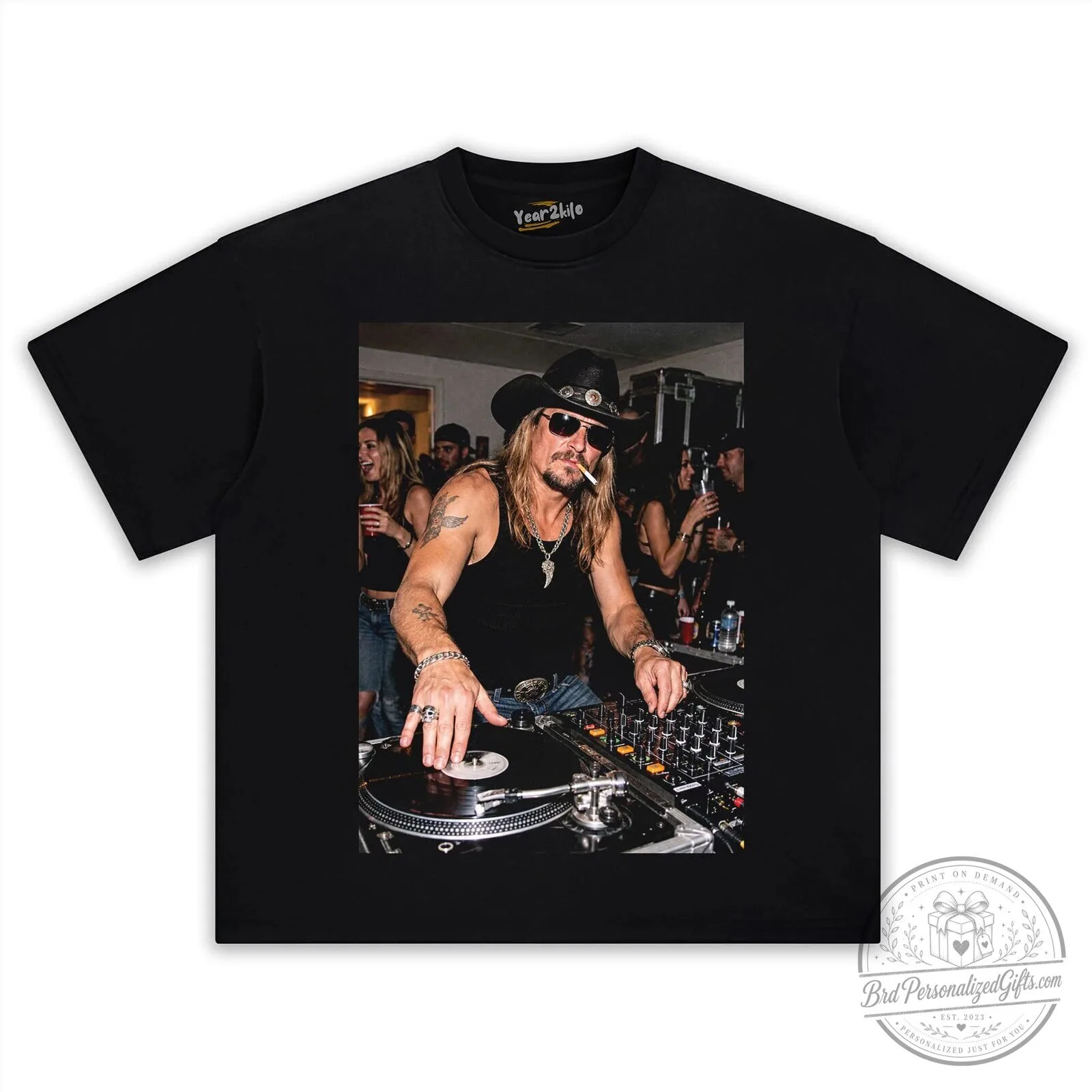 Kid Rock DJ Turntable Party Photo Graphic Black T-Shirt