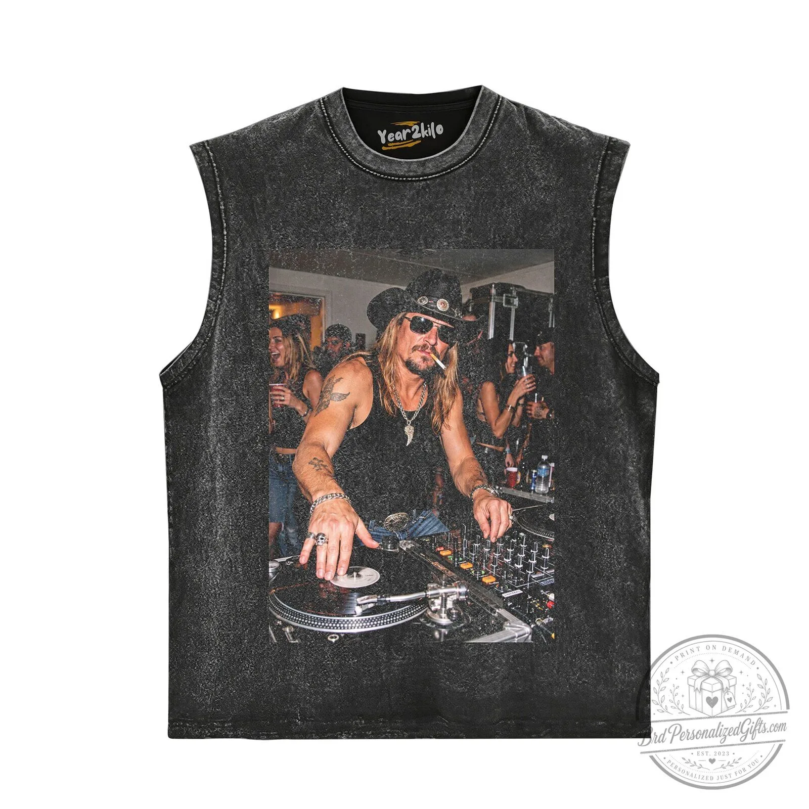 Kid Rock DJ Turntable Party Photo Graphic Black T-Shirt 10 Kid Rock DJ Turntable Party Photo Graphic Black T-Shirt