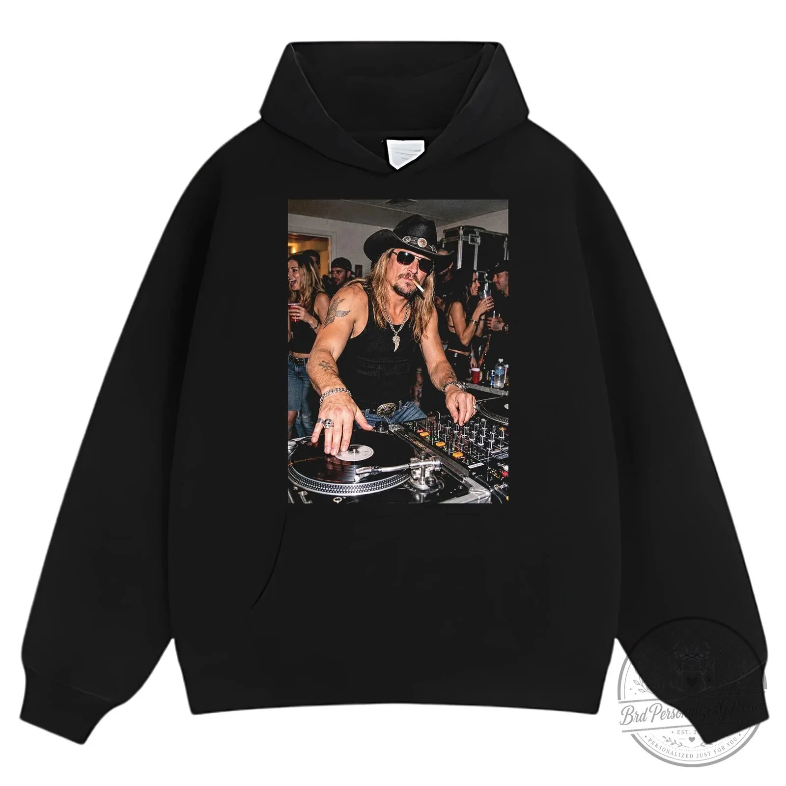 Kid Rock DJ Turntable Party Photo Graphic Black T-Shirt 14 Kid Rock DJ Turntable Party Photo Graphic Black T-Shirt