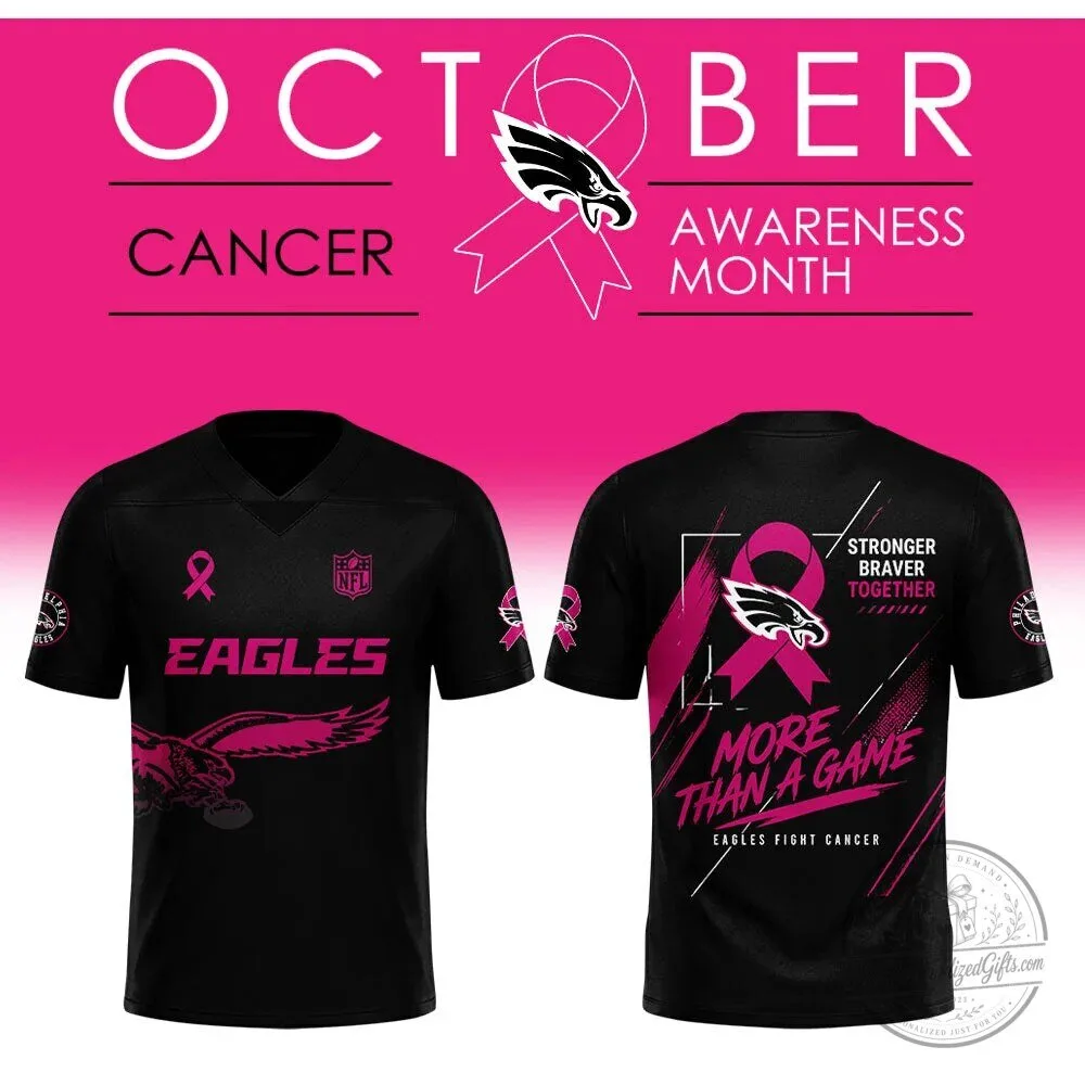 Black Football Jersey for Cancer Awareness Month - Philadelphia Eagles