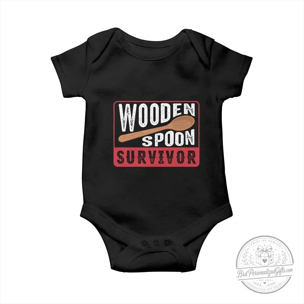 Funny Wooden Spoon Survivor Baby Bodysuit Infant Romper 2 Funny Wooden Spoon Survivor Baby Bodysuit Infant Romper